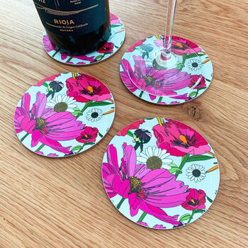 Poppies Coasters Box Set Of Four Round Heat Resistant, 6 of 6