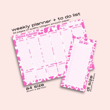 Pink Cow Print A4 Weekly Planner, 5 of 6