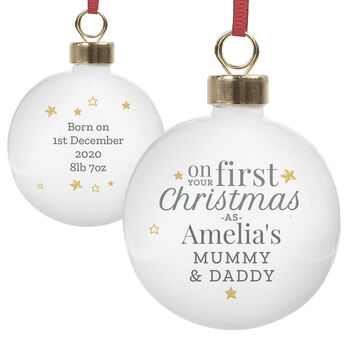Personalised On Your First Christmas As Ceramic Bauble, 5 of 5
