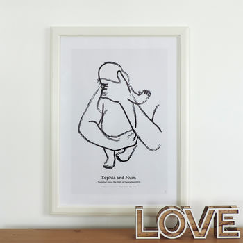 'The Hug' Personalised To Scale New Baby Print, 3 of 4