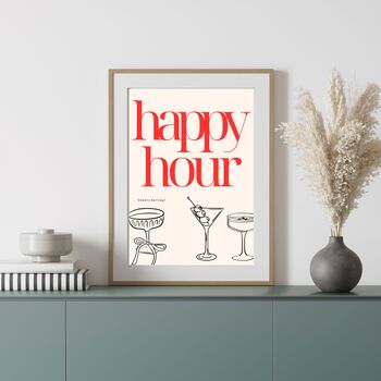 A4 Food And Drink Print, Happy Hour, Cheers Darling Red, 4 of 5