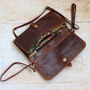 Leather Clutch Bag, Shoulder Bag, Brown, thumbnail 4 of 5