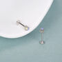 Sterling Silver Moonstone 16 G Flat Back Labret Earrings, thumbnail 2 of 10