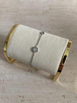 18 K Gold Plated Dainty Silver Clover Bracelet, 5 of 6