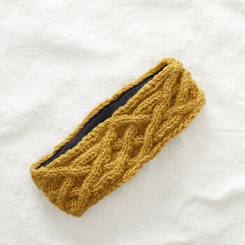 Fair Trade Cable Knit Wool Lined Earwarmer Headband, 7 of 12