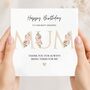 Mum Birthday Card, Gold And Pink Floral Car For Her, thumbnail 1 of 3