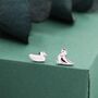Mismatched Chicken And Duck Stud Earrings In Sterling Silver, thumbnail 5 of 12
