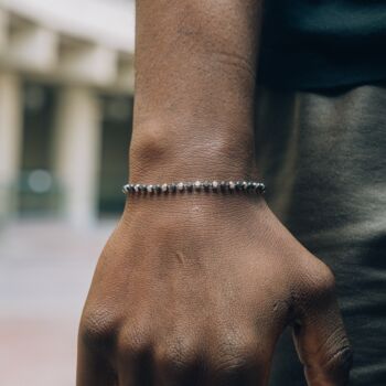 Black And Silver Moon Cut Bead Chain Bracelet For Men, 7 of 10