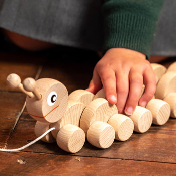 Personalised Wooden Caterpillar Pull Along Toy, 2 of 6