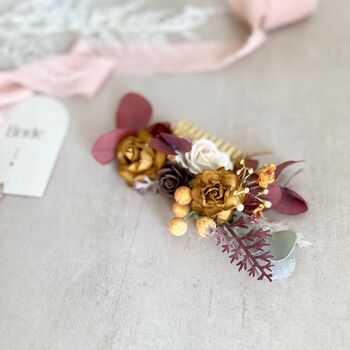 Autumnal Floral Bridal Hair Comb, 4 of 10