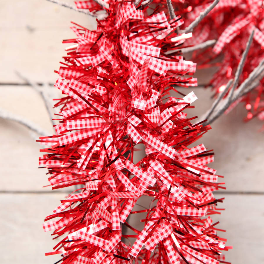 christmas red gingham tinsel garland by red berry apple