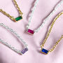 Dainty Baguette Birthstone Necklace, thumbnail 3 of 7