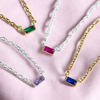 Dainty Baguette Birthstone Necklace, 3 of 7