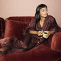 Luxury Chocolate Feather Silky Pyjama Set, thumbnail 2 of 8