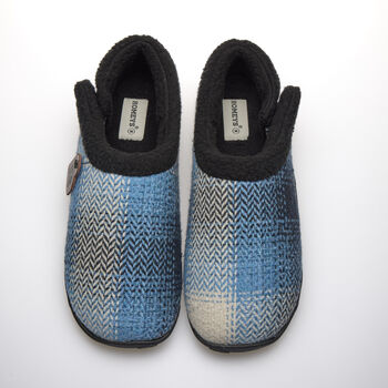 Alfie Blue Check Mens Slippers Indoor/Garden Shoes, 8 of 8