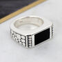 Mens Personalised Sterling Silver And Onyx Ring, thumbnail 3 of 5