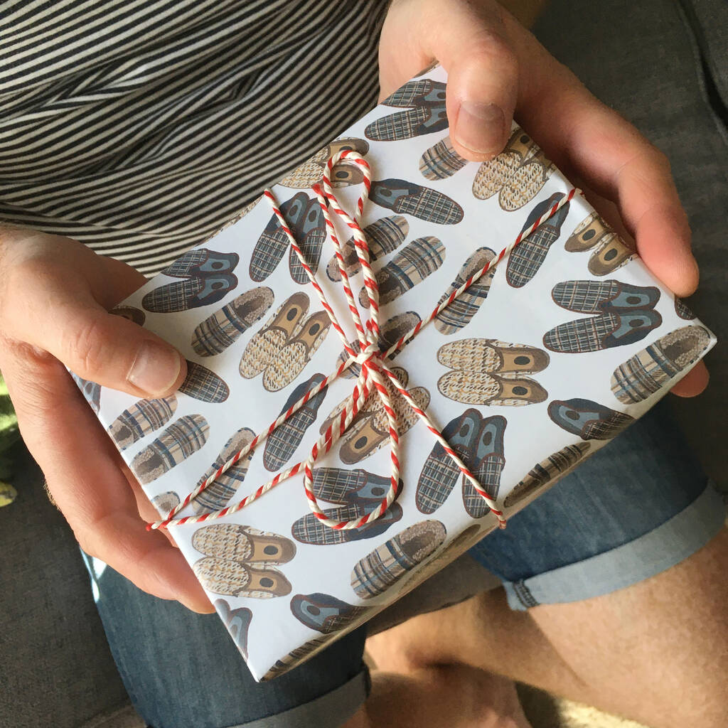 Slipper Wrapping Paper, Cosy Slippers Gift Wrap Sheets By Rebecca