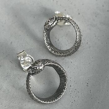 Sterling Silver Ouroboros Studs, 6 of 8