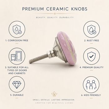 Lavender Bloom Round Shaped Ceramic Knob, 8 of 9