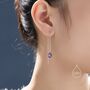 Sterling Silver Amethyst Purple Droplet Threader Earrings, thumbnail 7 of 12