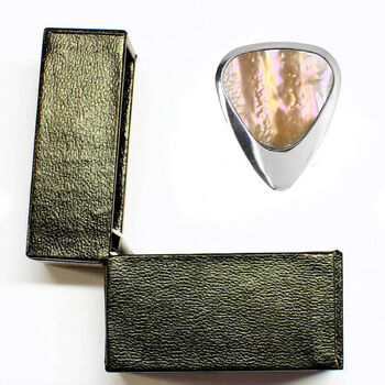 Titanium And Greenlip Abalone Guitar Pick + Gift Box, 6 of 8