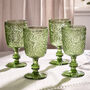 Set Of Four Green Paisley Wine Goblets, thumbnail 1 of 6