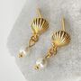 Gold Plated Shell And Pearl Stud Earrings, thumbnail 4 of 5