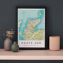 Framed And Personalised Route 500 Scotland Map Print, thumbnail 1 of 6