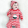Personalised 'Pudding' Stripy Christmas Romper, thumbnail 2 of 5