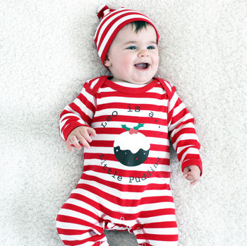 Personalised 'Pudding' Stripy Christmas Romper, 2 of 5