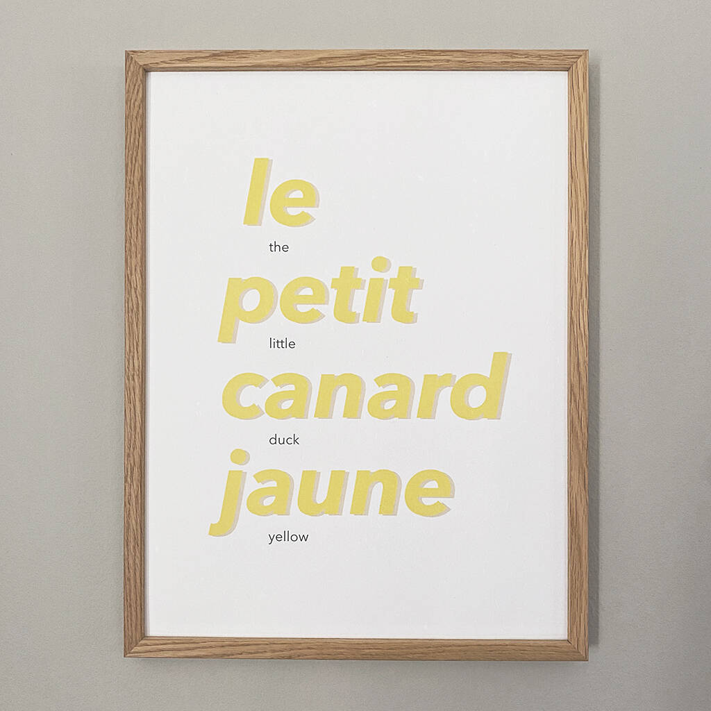 The Little Yellow Duck French Typographic Print, 1 of 5