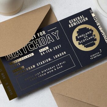 Personalised Football Or Rugby Scratch Ticket Voucher, 2 of 9
