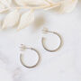 Medium Size Textured Sterling Silver Hoop Earrings, thumbnail 3 of 4