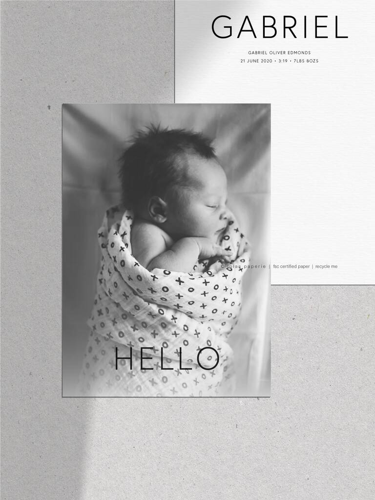 Image of 20 Bold Name Photo Birth Announcement Thank You Cards