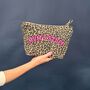 Personalised Slogan Leopard Print Makeup Bag, thumbnail 1 of 3