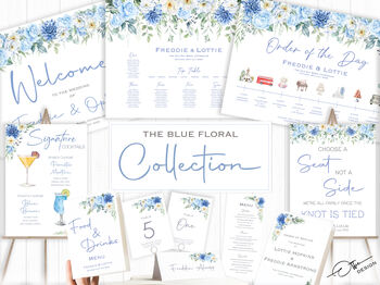 Wedding Table Menu In Blue And White Floral, 4 of 4