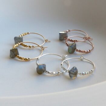 Sterling Silver And Labradorite Hoops, 2 of 12