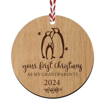 Your First Christmas As My Grandparents Wooden Bauble, 2 of 3