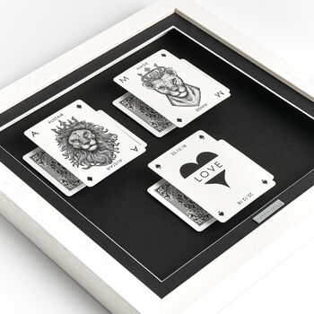 Personalised Couples Gift Royal Lion Playing Cards Gift Frame, 2 of 9