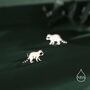 Sterling Silver Very Cute Racoon Stud Earrings, thumbnail 2 of 12
