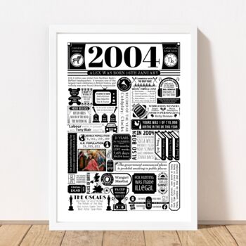 2004 Personalised 21st Birthday Print With Photo, 2 of 6