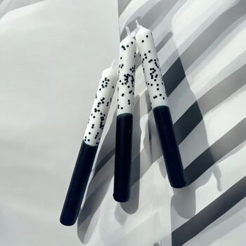 Black And White Glitter Christmas Candles 'Cruella', 2 of 4