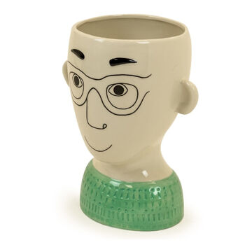 Ceramic Doodle Men's Face With Glasses Vase, 2 of 4