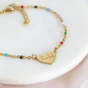 Personalised Rainbow Enamel Heart Bracelet, 3 of 8