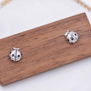 Sterling Silver Ladybird Stud Earrings, 6 of 9