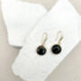 Agate Round Black Earrings Real 18k Gold Plated, thumbnail 2 of 3