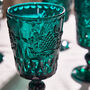 Set Of Four Zafra Teal Wine Goblets, thumbnail 3 of 8