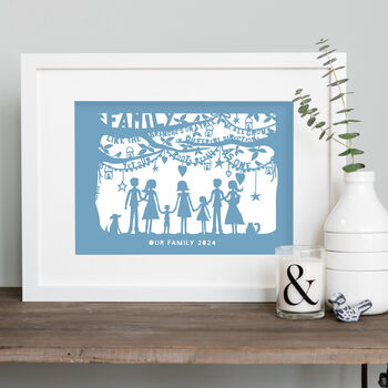 Personalised Family Print Or Papercut In Mount, 9 of 12