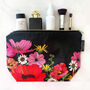 Cosmetic Bag Large Washable Makeup Pouch Black Poppies, thumbnail 1 of 10