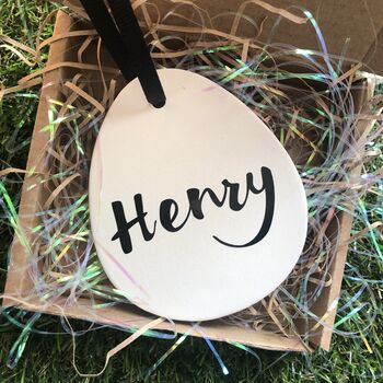 Personalised Hanging Ceramic Easter Egg Decoration, 3 of 6